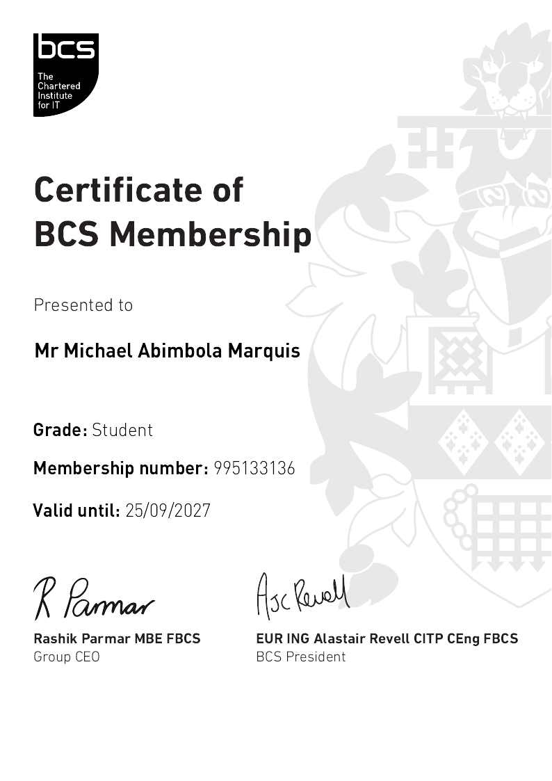 My Certificate
